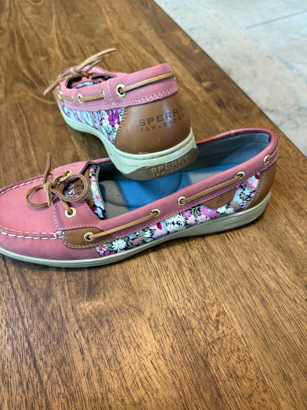 Women’s Sperry Coral Pink Leather Boat Shoes Size 12 - Picture 5 of 5